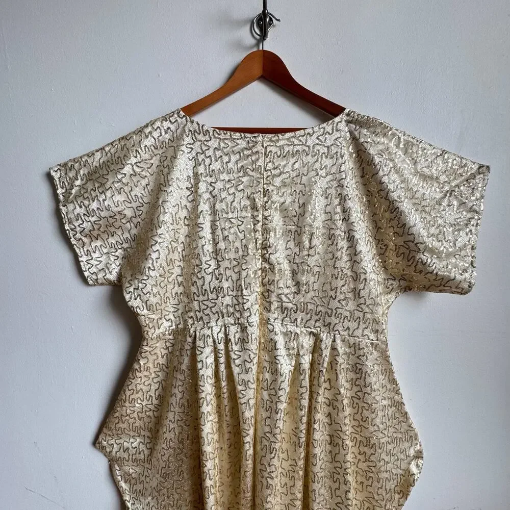 JIBRI Gold Sequined Sculptural Jumpsuit - Picture 5 of 9